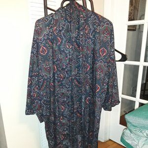 VTG Christian Dior Monsieur navy paisley pattern Belted Robe One Size Velour